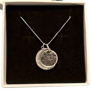 Diamond “Love You To The Moon & Back”Pendant Necklace in Sterling Silver